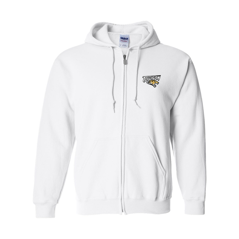 Men's Towson Tigers Gildan  Heavy Blend Full Zip Hooded Sweatshirt
